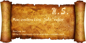 Maczedovics Sándor névjegykártya